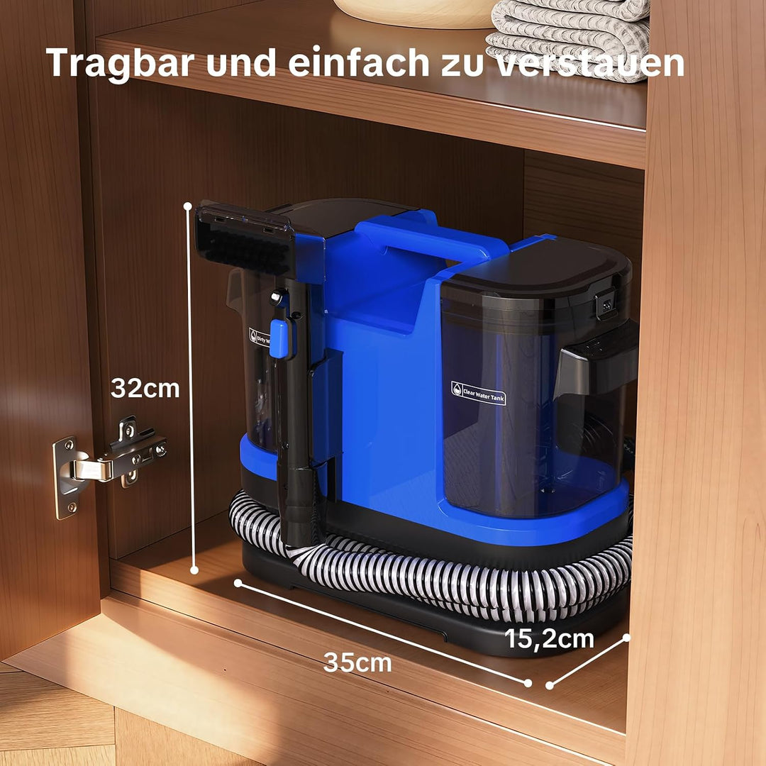 Lubluelu Nasssauger Polsterreiniger Gerät, 600 W - 15 kPa Teppichreiniger Waschsauger, tragbares Tep