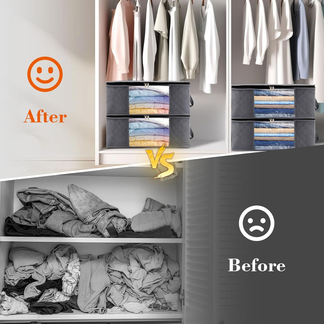 Withosent 6 Stück 35L Aufbewahrungstasche Schrank Organizer Set, Faltbare Kleideraufbewahrung mit Ve
