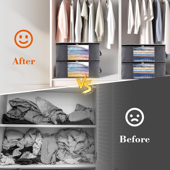 Withosent 6 Stück 35L Aufbewahrungstasche Schrank Organizer Set, Faltbare Kleideraufbewahrung mit Ve