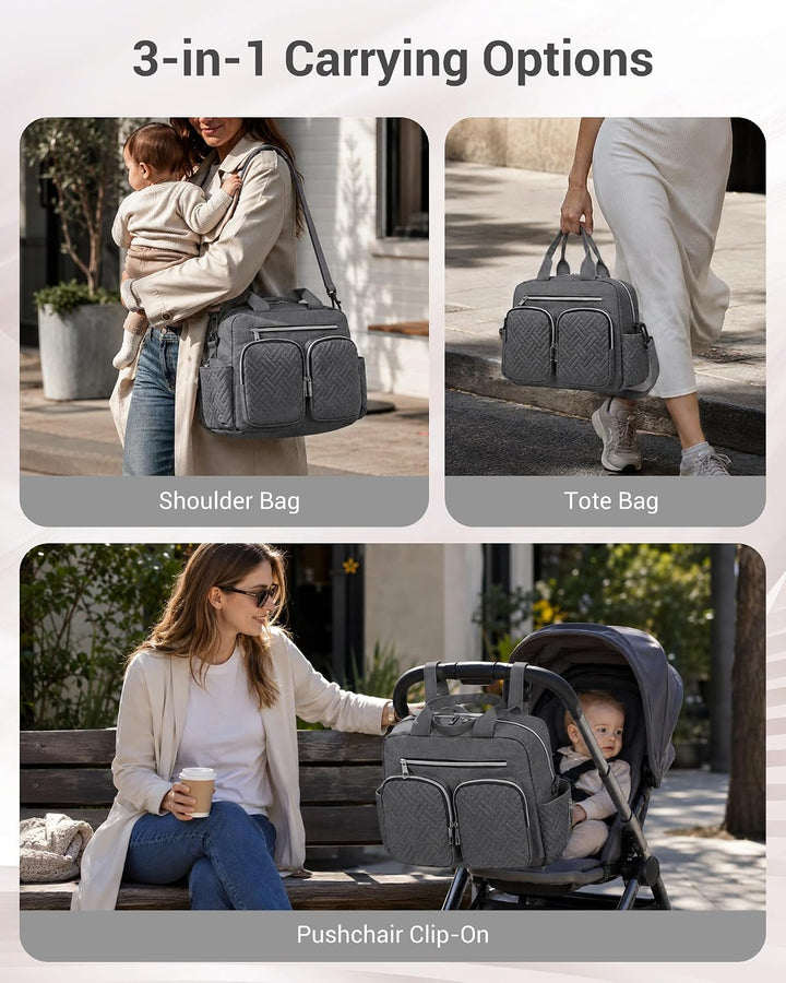 KONO Baby-Wickeltasche, stilvoll, für Mama und Papa, wandelbare Reisetasche mit isolierten Taschen D