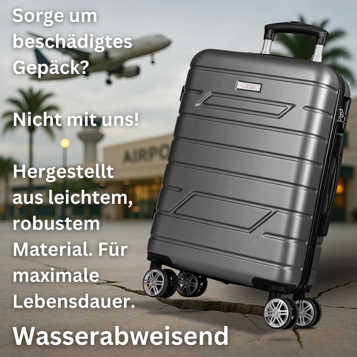 NOWI Bergamo Reisekoffer - Wasserabweisend, 8 Rollen 360° Drehbar, Teleskopgestänge, Voll gefütterte