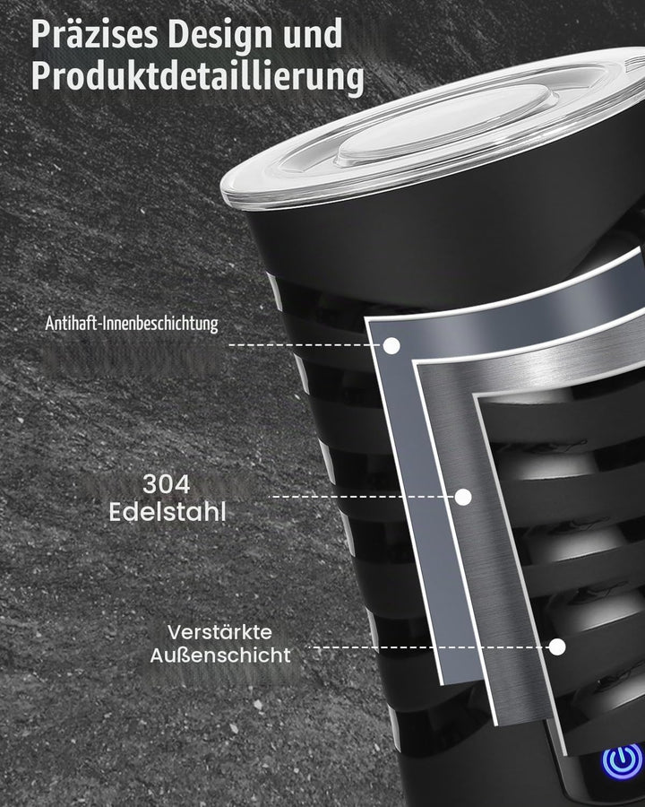 4-in-1 Elektrischer Milchaufschäumer mit Antihaftbeschichtung Für heissen und kalten Milchschaum, au