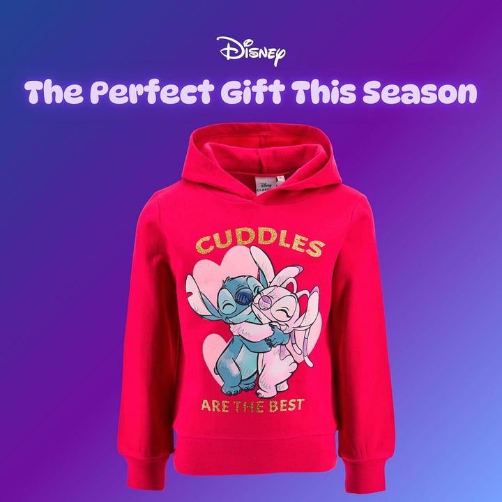 Disney Stitch Mädchen Kapuzenpullover, Design 'Cuddles' Sweatshirt, Pullover für Mädchen, Grössen 3