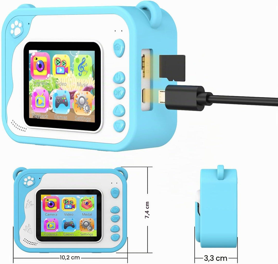 Kinderkamera Sofortbildkamera, 2.4 Zoll Bildschirm Fotoapparat Kinder, Digitalkamera 1080P mit 32G S