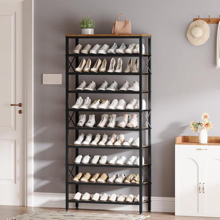 YATINEY 10-stufiges Schuhregal für Eingangsbereich, Schuhhalter, Schuhorganizer für 30-40 Paar Schuh