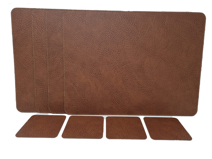 Nikalaz Platzsets und Untersetzer (4er Set) aus recyceltem Leder, Tischsets, 4 Stück Platzsets und 4