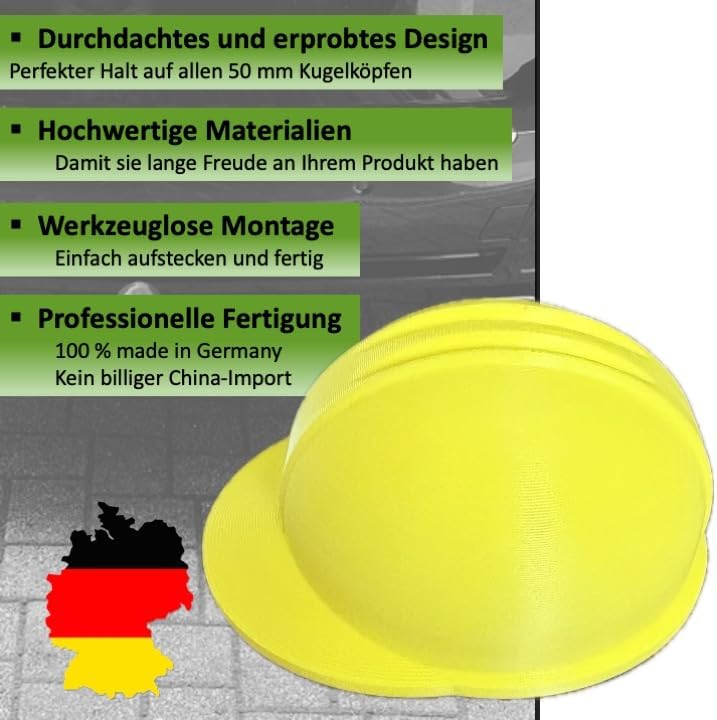 Abdeckkappe für Anhängerkupplung Bauarbeiterhelm - Abdeckung Kappe Schutzkappe Kugelkopf Bauhelm Bau