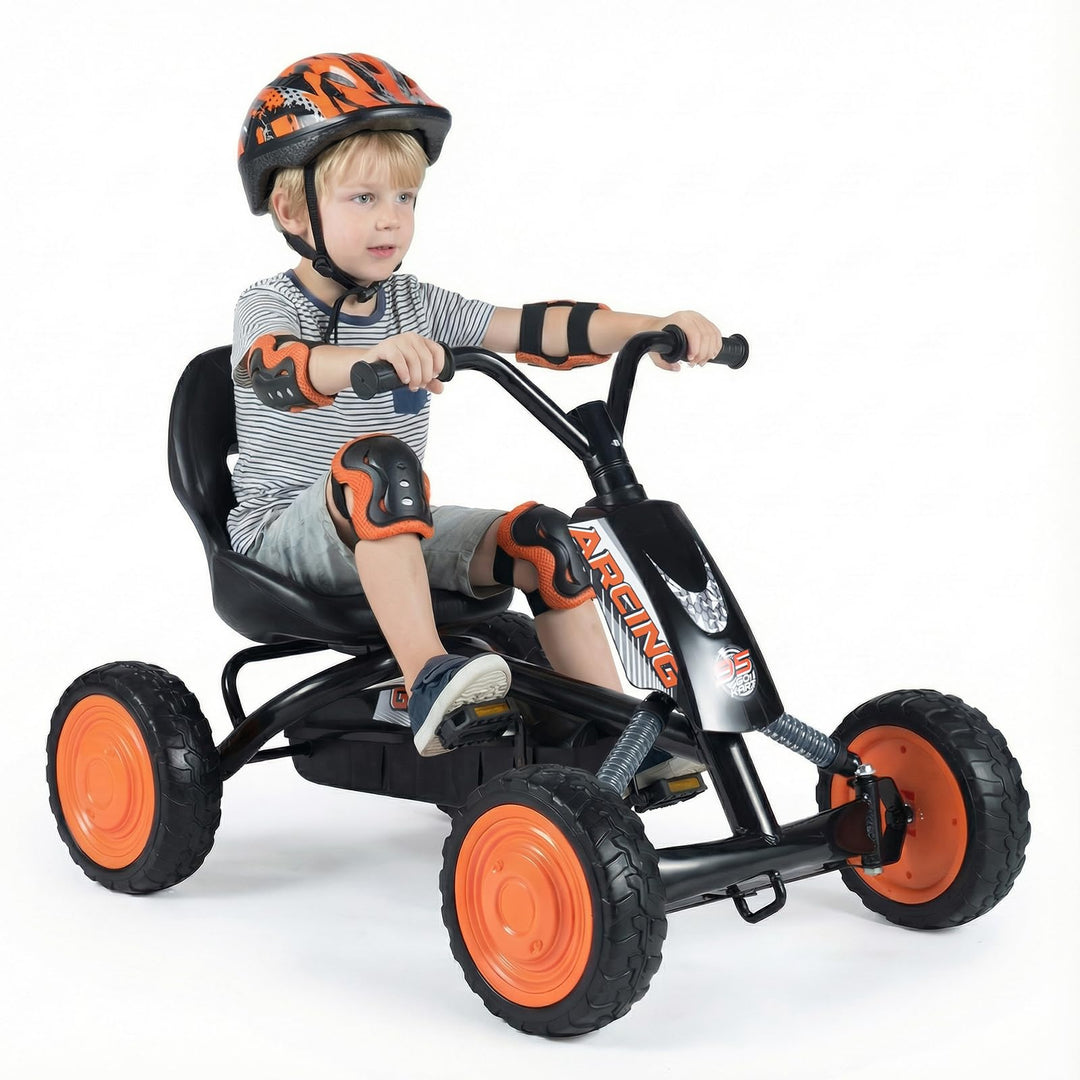 COSTWAY Kinder Gokart mit Pedal, Go Kart mit verstellbarem Sitz, Vor- & Rückwärtsgang, Tretauto bis