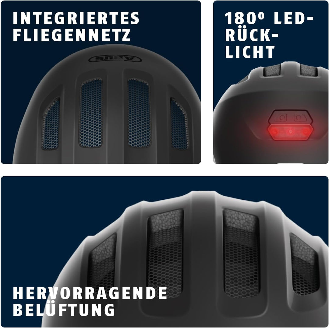 ABUS Kinderhelm Smiley 3.0 ACE LED - Fahrradhelm mit Licht - tiefe Passform &amp; Platz für einen Zopf -