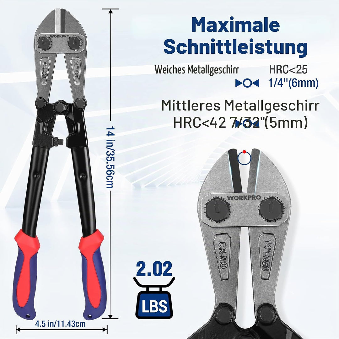 WORKPRO W017004A Bolzenschneider, Rot und Blau, 35,6 cm 36 cm (14 Zoll), 36 cm (14 Zoll)
