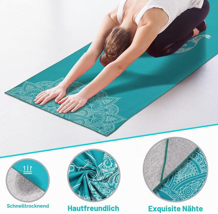 MoKo Yogamatten Handtuch, rutschfest Yoga Handtuch Auflage für Yogamatte Schweissabsorbierend Saugfä