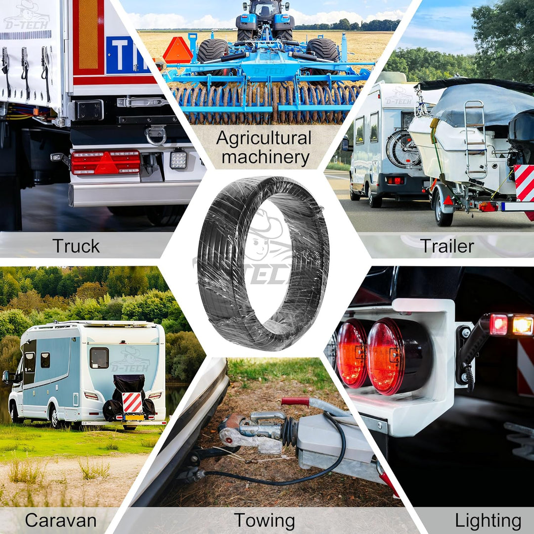 D-TECH 2 Adriges Flach Fahrzeugleitung Anhängerkabel 50m, 5V-80V 2 Adriges Kabel für Anhänger Beleuc