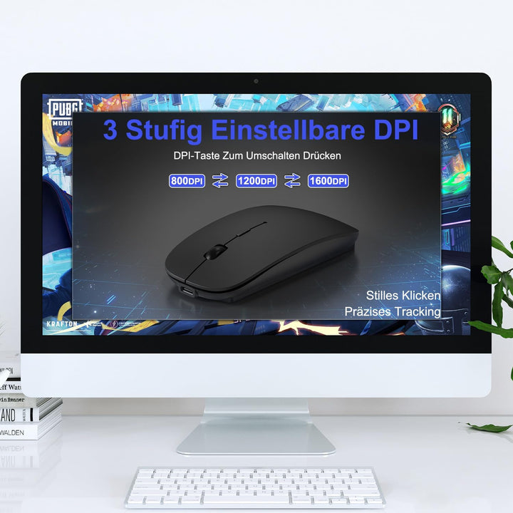 Azmall Kabellose Bluetooth Maus für iPad Pro/MacBook/Laptop/PC/Computer, Wiederaufladbare Maus Kabel