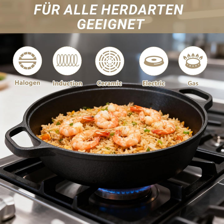 Gusseisen Grillpfanne Bratpfanne Antihaft Pfanne: 22-35cm Induktionspfanne Ohne Chemische Universal