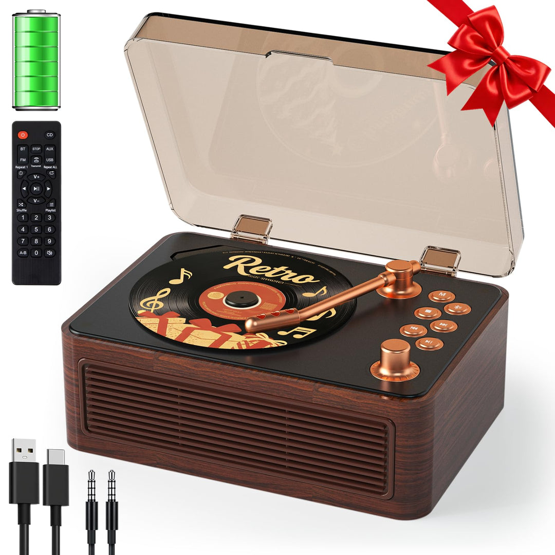 Gueray Tragbarer CD Player Bluetooth CD-Player mit Lautsprecher & Radio & Fernbedienung Unterstützt