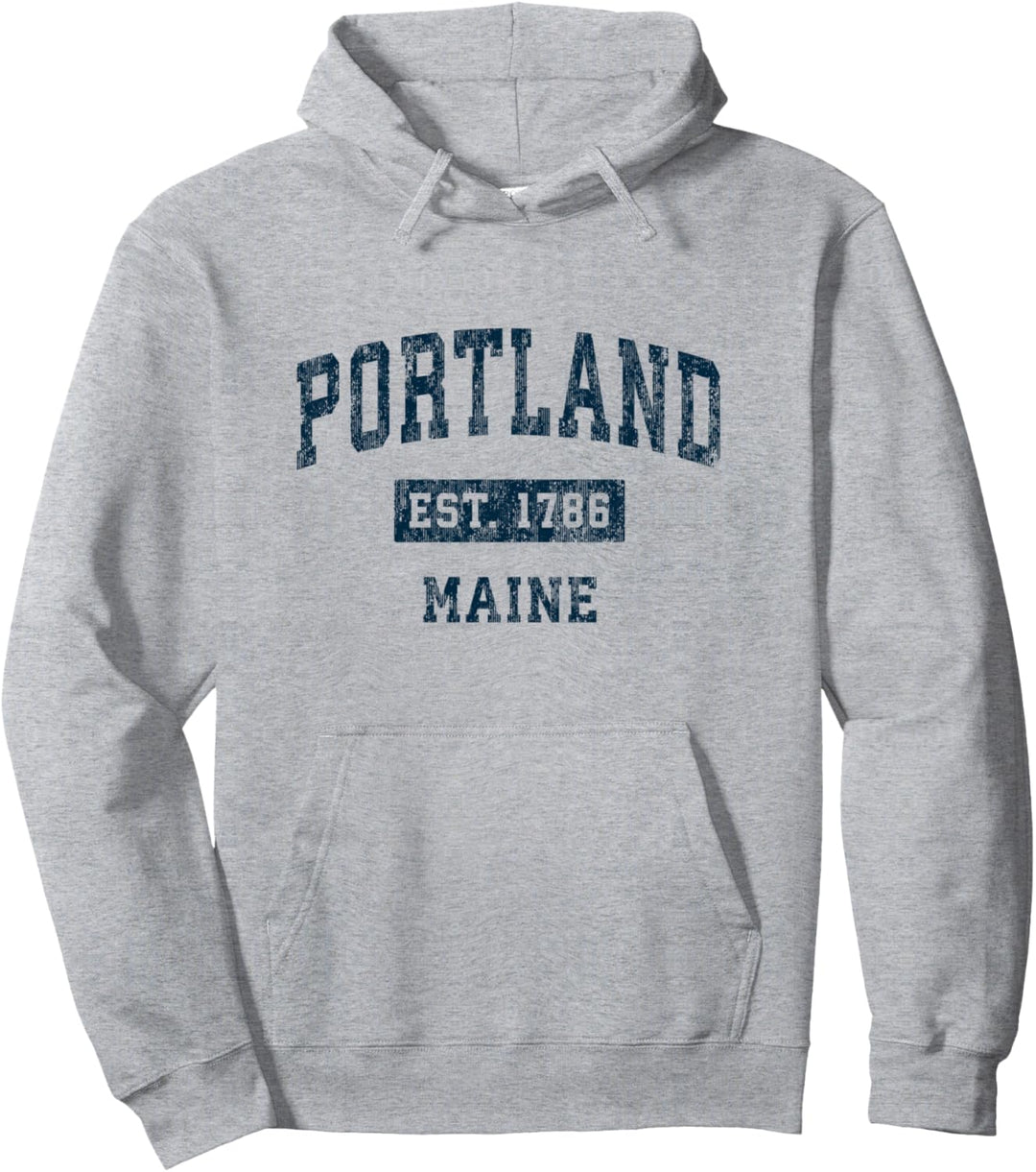 Portland Maine ME Vintage-Sport-Design, Marineblau Pullover Hoodie