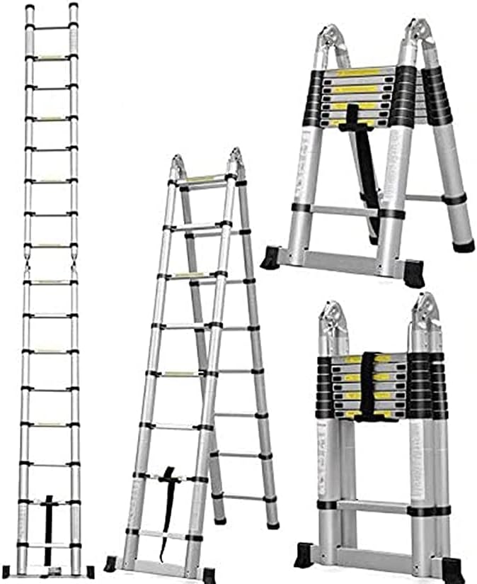 5M Teleskopleiter, Mehrzweckleiter,Rutschfester Aluleiter Klappleiter Schiebeleiter Sprossenleiter A