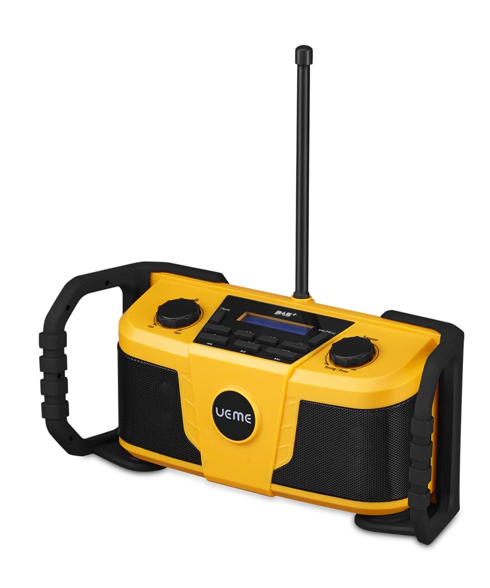 UEME Baustellenradio DAB+ DAB FM Radio, Digitalradio mit Bluetooth und Wecker und Dimmer, Robustes D