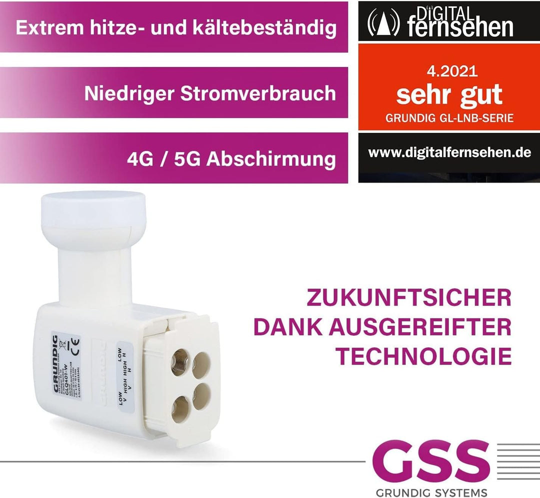 [Test SEHR GUT *] GSS Quattro LNB Weiss für Multischalter, Multiswitch geeignet - mit LTE Filter - S
