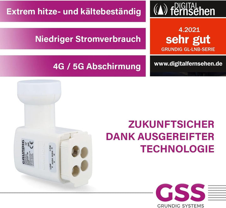 [Test SEHR GUT *] GSS Quattro LNB Weiss für Multischalter, Multiswitch geeignet - mit LTE Filter - S
