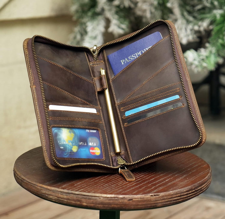 Polare Reisepasshülle aus Vollnarbenleder, für Damen und Herren, RFID-blockierend, für 6 Reisepässe