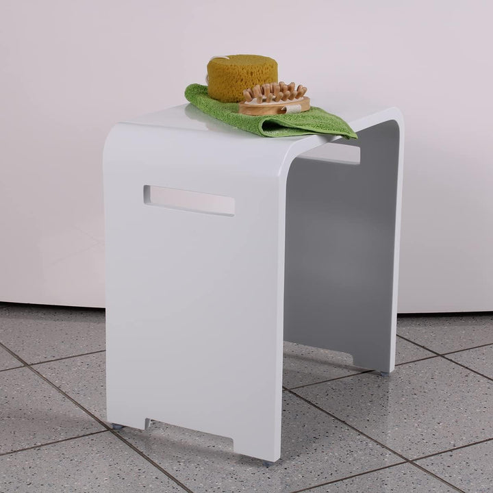 Badhocker Duschhocker Sitzhocker Duschstuhl Duschsitz Luxusbadhocker Design Kunststein Spa aus hochw