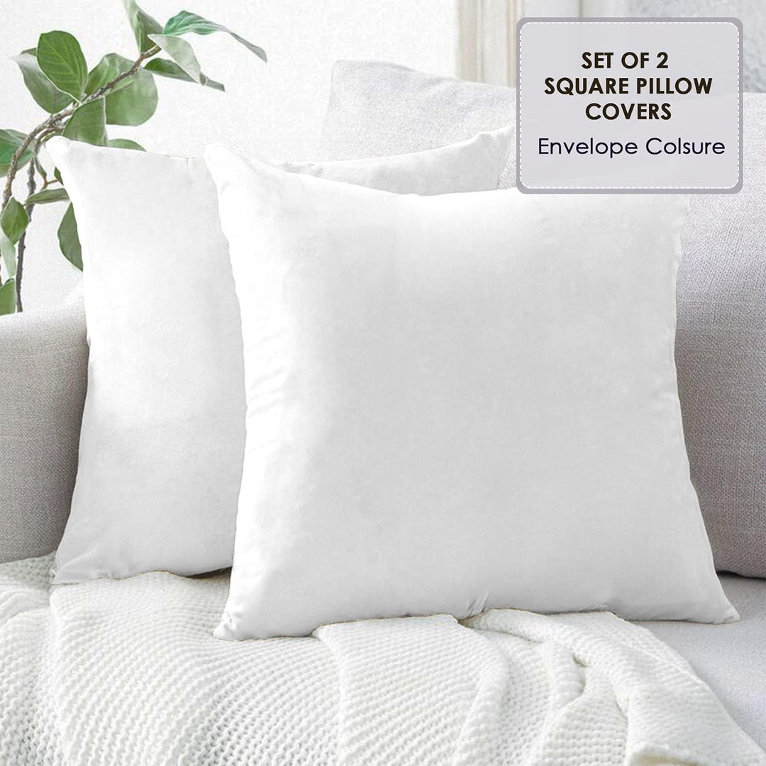 Pizuna Luxuriöser Soft-Satin 2er Pack Kissenbezug 80 x 80 cm Weiss, 800 Fadenzahl Baumwolle Quadrati