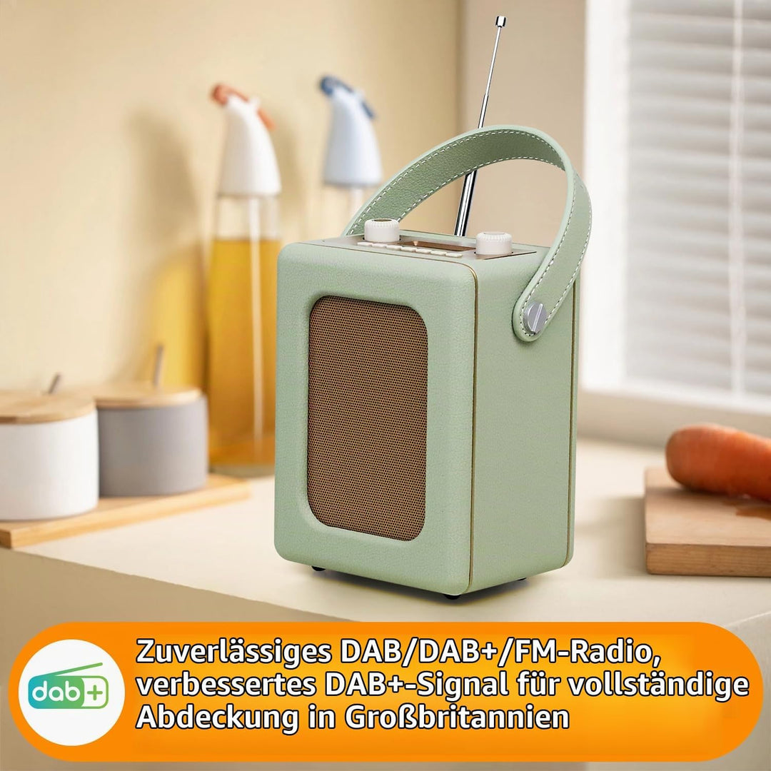 LEMEGA Class Classic DAB+ Retro-Radio,Bluetooth,20 Stunden Akkulaufzeit,EQ | 60 Speicherplätze,Doppe