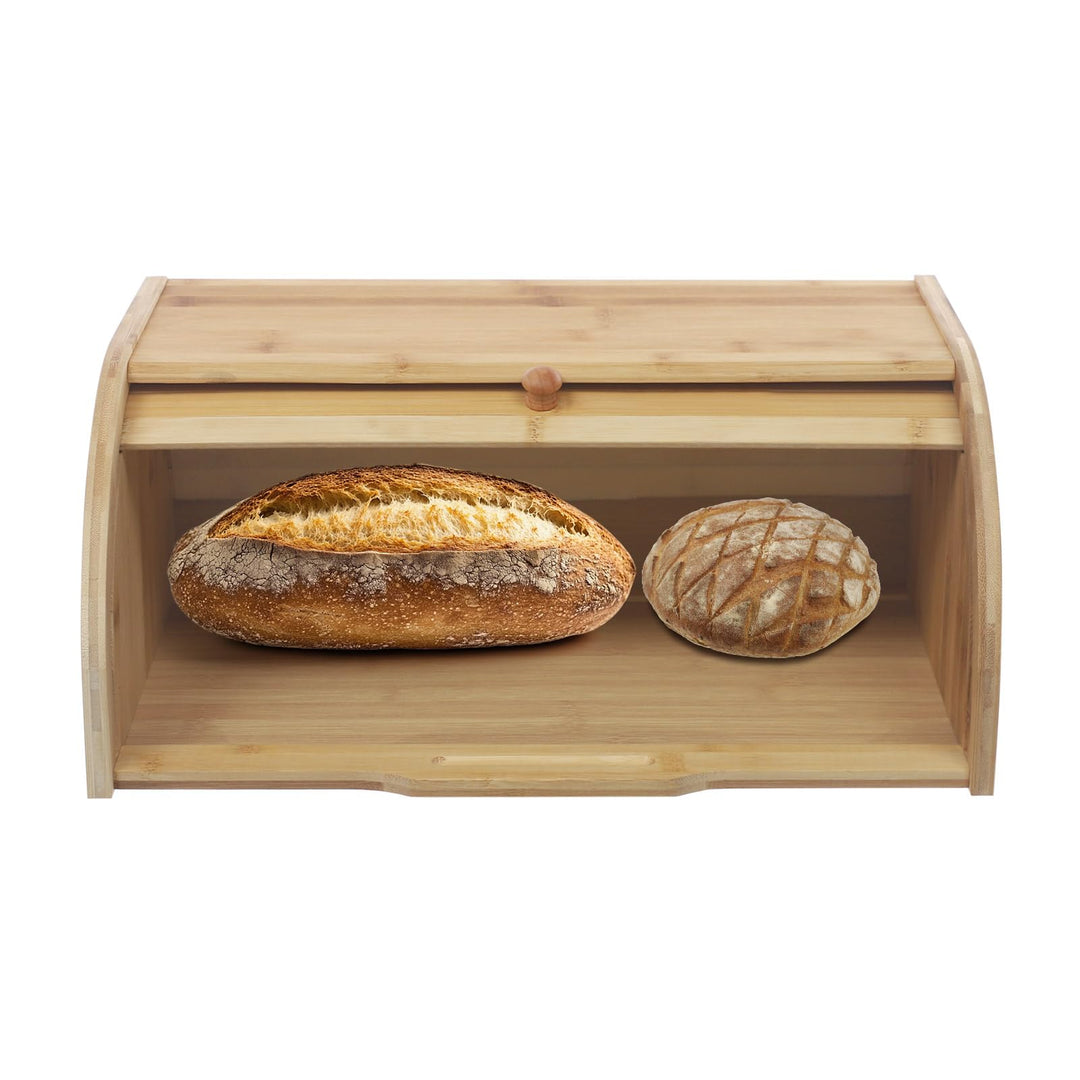 Brotkasten aus Bambusholz, mit Rollverschluss, Holzfarbe, 40,2x27x17,3 cm, Freistehend, Handgefertig