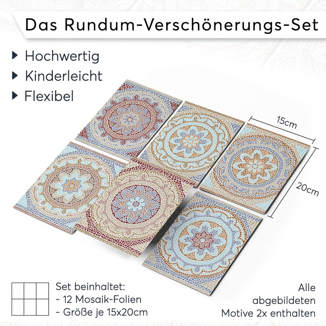 CREATISTO Klebefliesen Stickerfliesen Fliesenfolie - Klebe Folie für Wandfliesen I Klebefliesen Deko