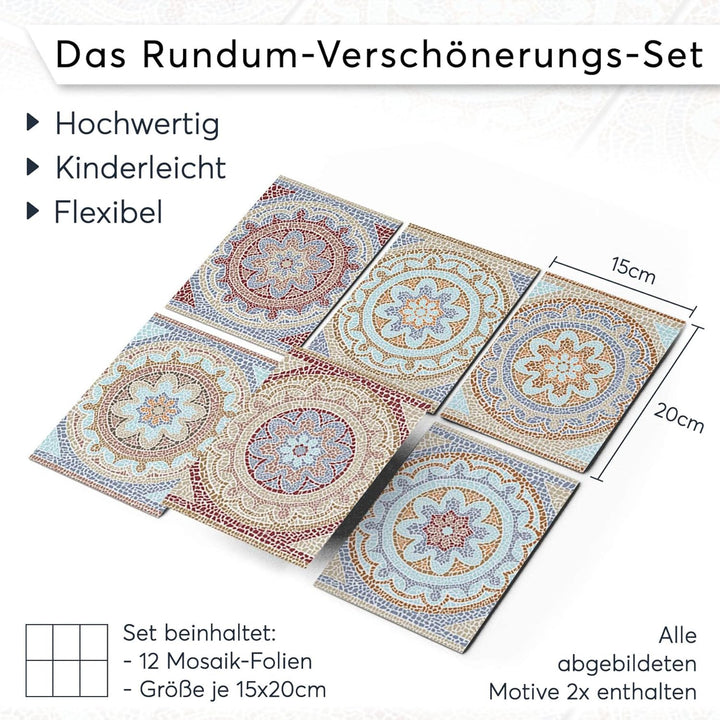 CREATISTO Klebefliesen Stickerfliesen Fliesenfolie - Klebe Folie für Wandfliesen I Klebefliesen Deko