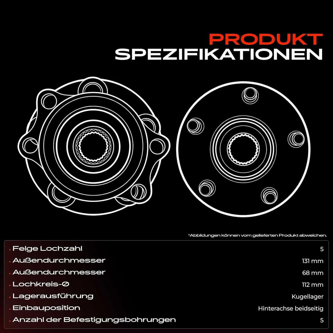Frankberg 2x Radnabe Radlagersatz Hinterachse Kompatibel mit P.a.s.s.a.t 3B2 3B3 1.6L-2.8L 1996-2005