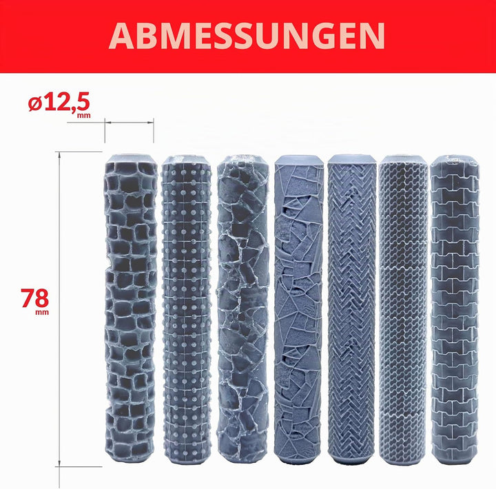 7 Strukturwalzen für Böden und Gehwege, professionell für Polymer Clay, detailliertes Design für Mod