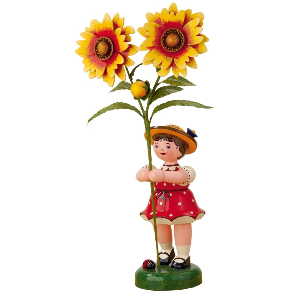 Hubrig Volkskunst Blumenkinder Blumenmädchen mit Kokardenblume * Höhe 24 cm