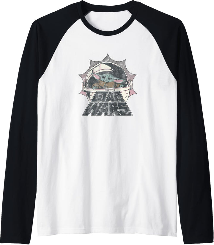 Star Wars The Mandalorian Child Retro Logo Raglan