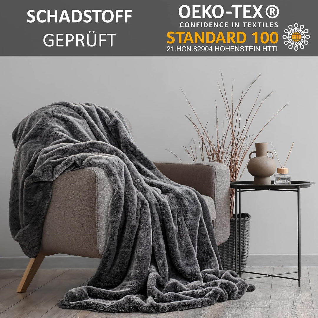 bonsport Kuscheldecke Felloptik 150x200 cm - Hochwertige Kunstfelldecke - Felldecke Fellimitat Decke