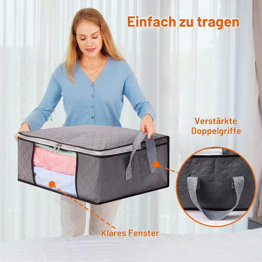 Vieshful 4 Stück Faltbare Aufbewahrungstasche 35L Durchsichtige Fenster Tragegriffe Unterbett Ideal