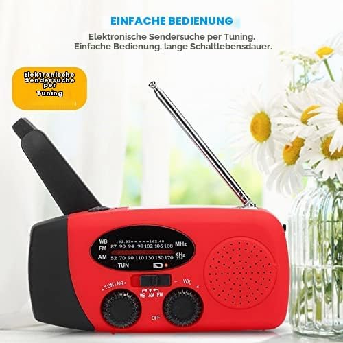 Solar Radio, Solar Dynamo Kurbel Radio FM AM NOAA Tragbares Outdoor Kurbelradio, LED Licht Notfallra