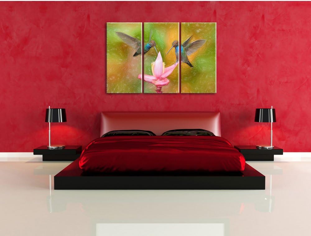 Pixxprint Kolibris in den Tropen als Leinwandbild/Grösse: 3 Teilig (120x80) / Wandbild/Kunstdruck/fe