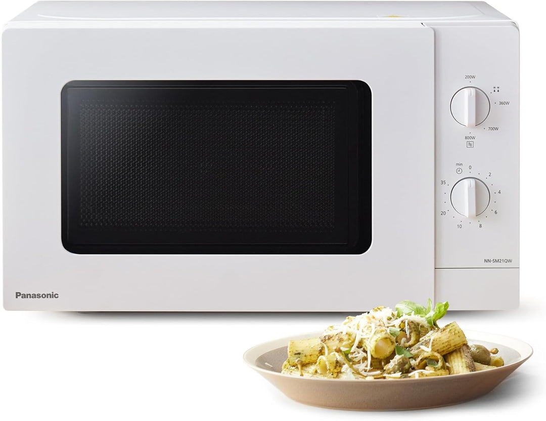 Panasonic NN-SM21QWEPG 20L Solo-Mikrowelle mit Glasschale, 800 W, Auftaueinstellung, 5 Leistungsstuf