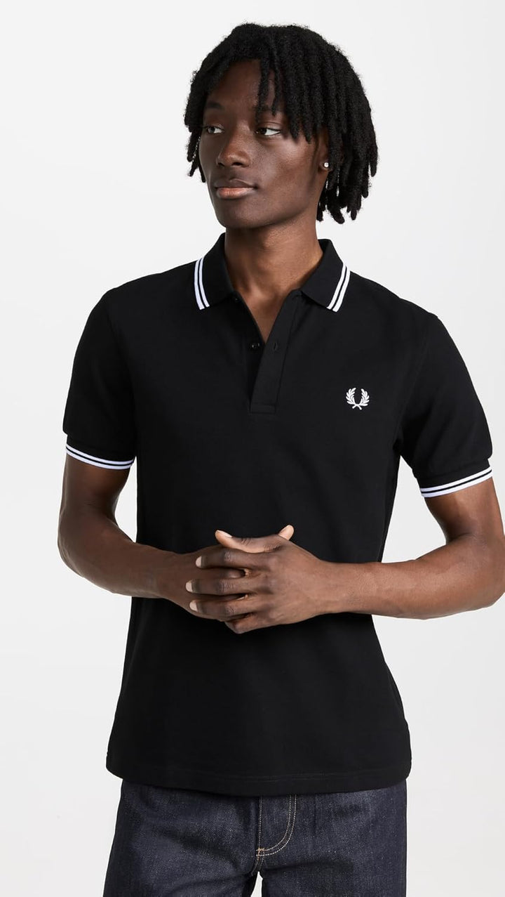 Fred Perry Herren Kurzarm Shirt, S Schwarz