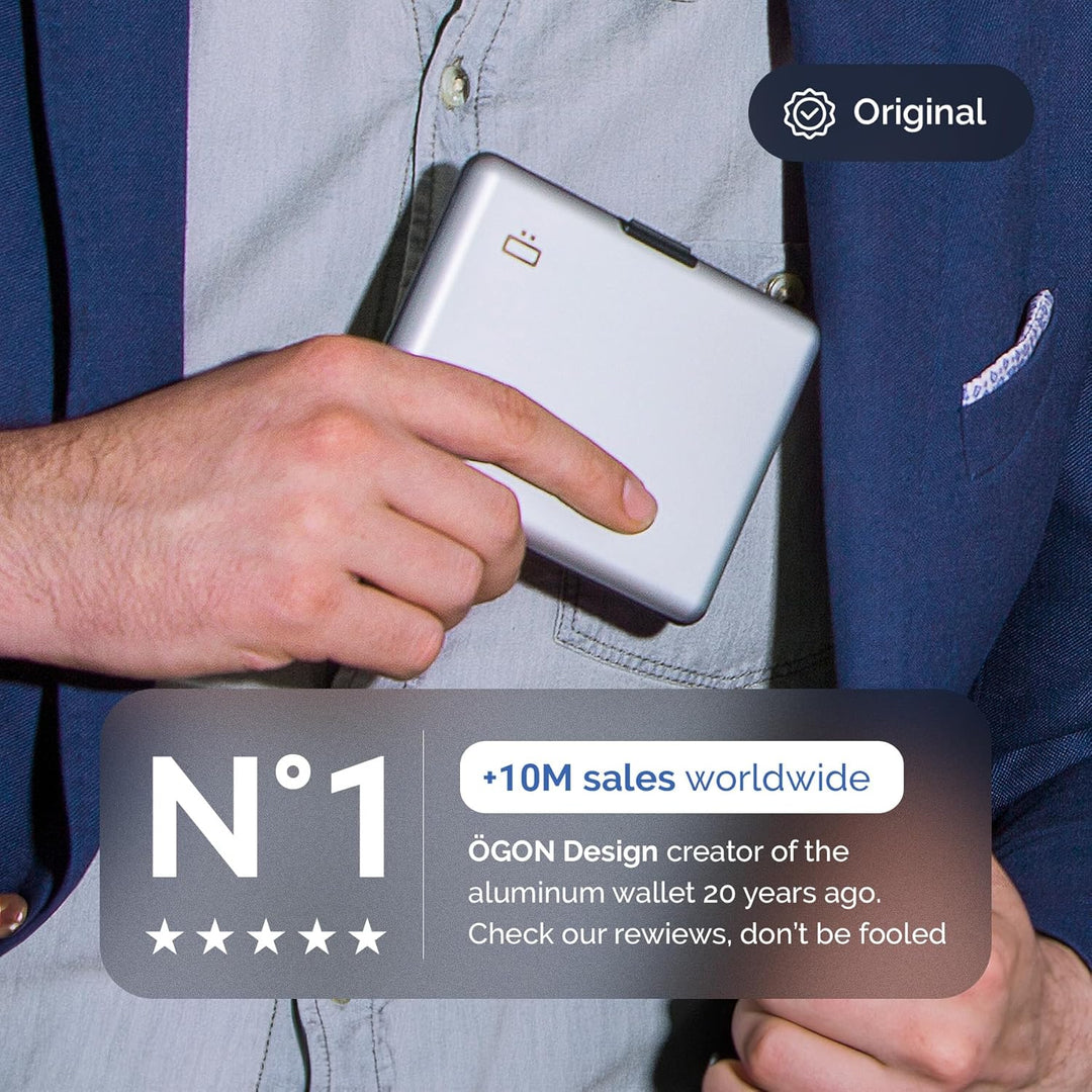 ÖGON Smart Wallets - Aluminium Geldbörse Big Stockholm - RFID Blockierung Kartenetui - Bis zu 10 Kar