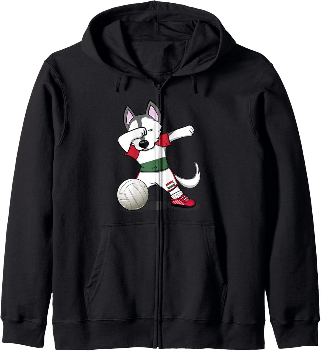 Dabbing Husky Hund Ungarn Volleyball Ungarische Flagge Sport Kapuzenjacke