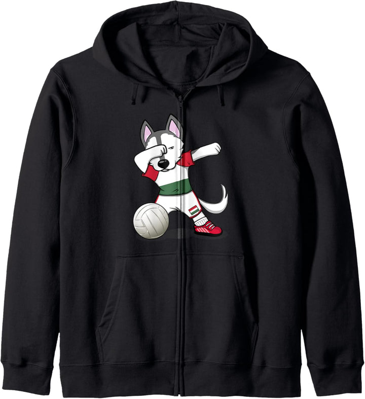 Dabbing Husky Hund Ungarn Volleyball Ungarische Flagge Sport Kapuzenjacke