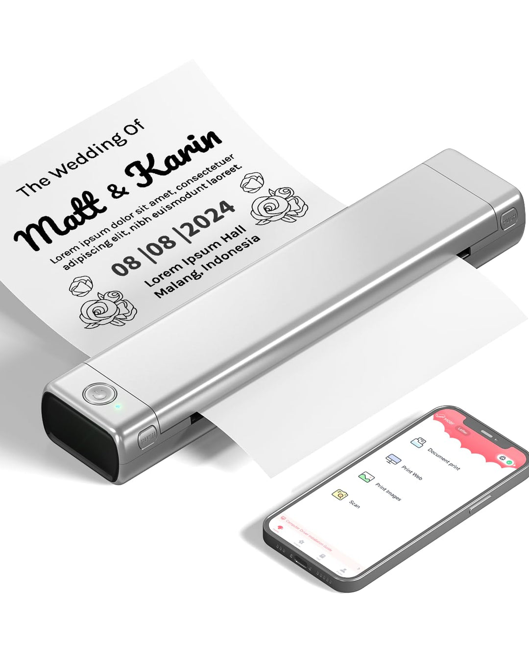 Phomemo M08F Tragbarer Thermodrucker Wireless Bluetooth Mobile Drucker A4 für Unterwegs Unterstützt