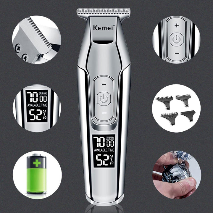 KEMEI Herren LCD Display Baldheaded Haarschneidemaschine Professionelle Bart Haarschneider Werkzeuge
