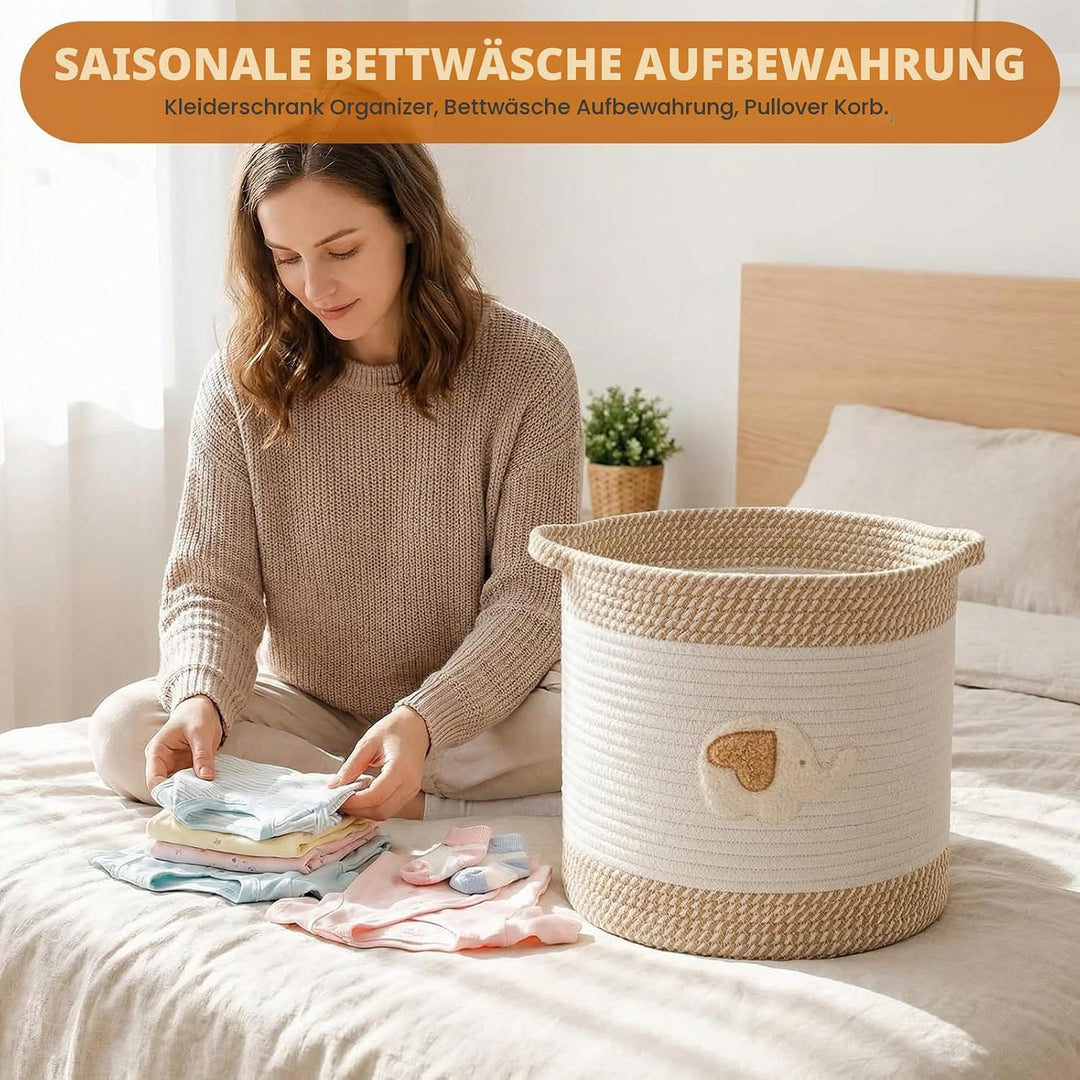 Kinderspielzeugkorb Aufbewahrungskorb, Aufbewahrungskorb aus Gewebtem Baumwollseil für Kinder, Multi