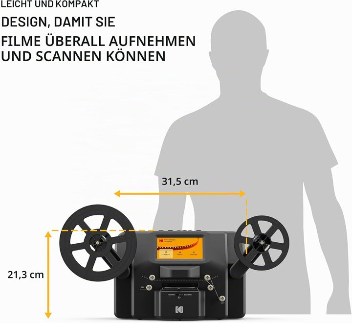 KODAK REELS 8 mm Film-Digitalisierer und Super 8 mit 12,7 cm (5 Zoll) grossem Bildschirm, wandelt de