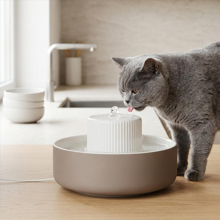 LucyBalu® Trevi Trinkbrunnen für Katzen aus Keramik | Katzenbrunnen für Katzen | Katzentrinkbrunnen