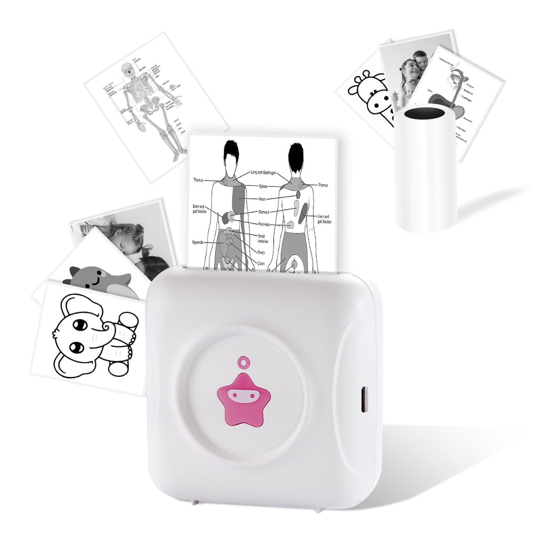 vretti Mini Drucker TP2-Y Label Printer Bluetooth Fotodrucker Aufkleber Kompatibel mit Android & iOS
